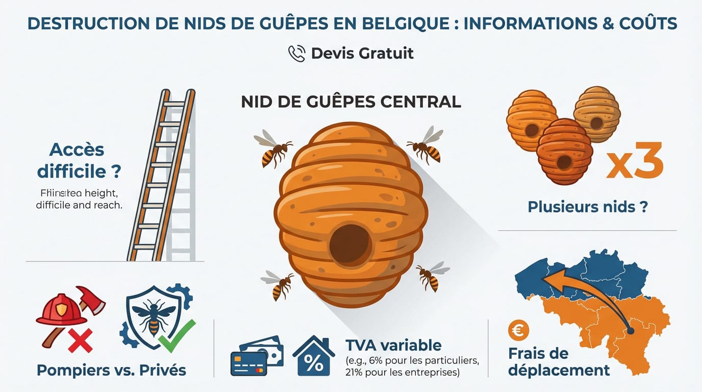 Technicien expert intervenant sur un nid de gu&ecirc;pes en Belgique