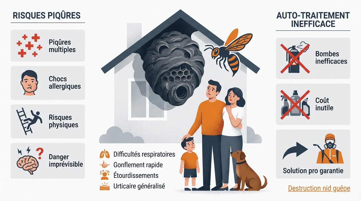 Nid de gu&ecirc;pes actif pr&eacute;sentant un danger imm&eacute;diat pour les habitants