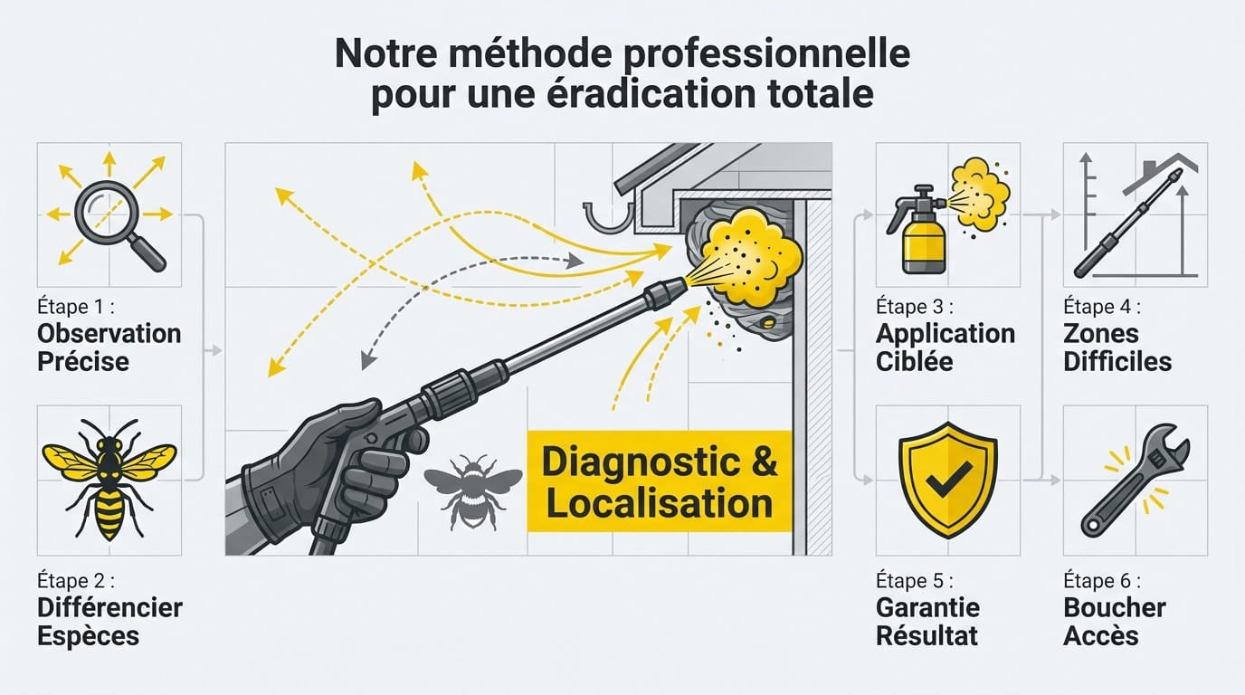 Technicien Awesse pr&eacute;parant le mat&eacute;riel pour la destruction d'un nid de gu&ecirc;pes