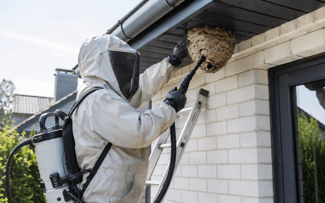 Destruction professionnelle d’un nid de guêpes sous toiture