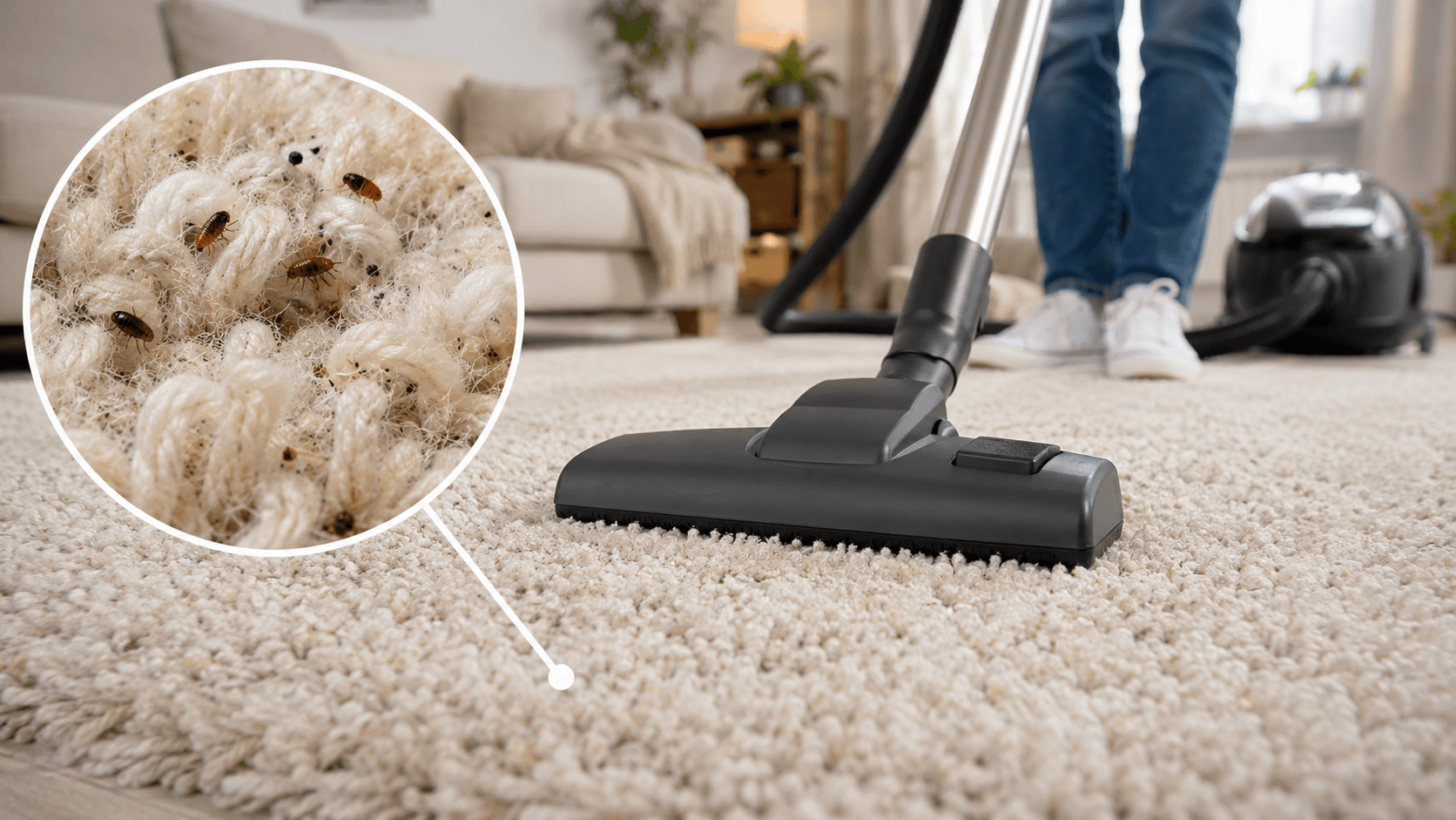 Aspirer et traiter un tapis infesté de puces dans une maison