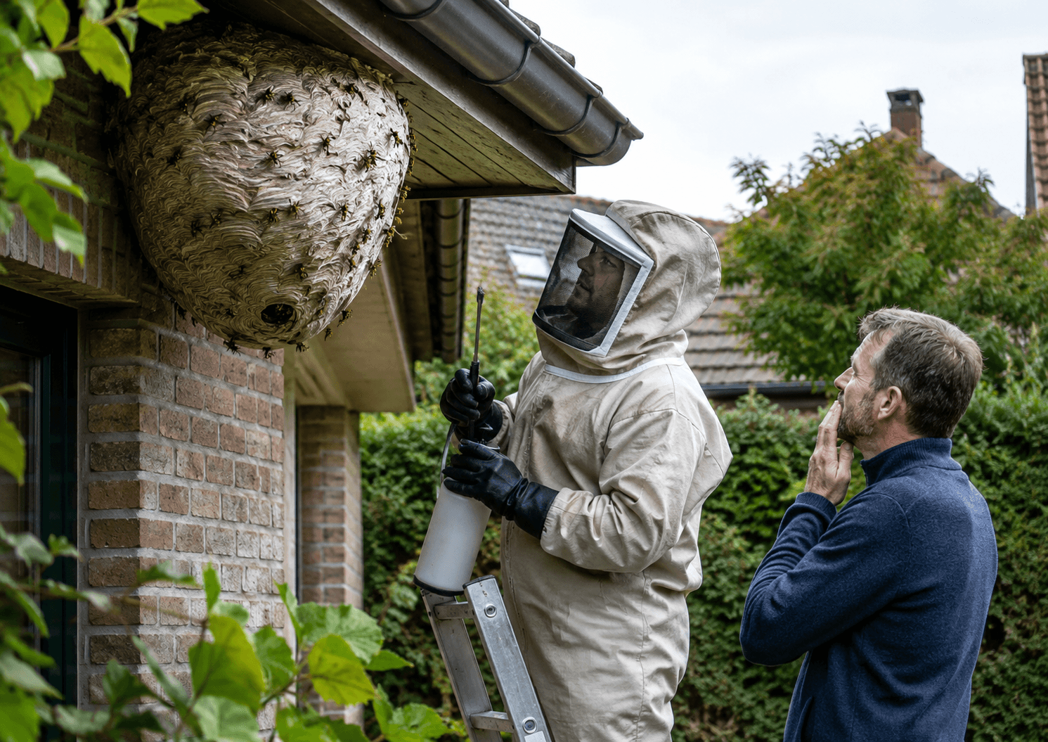Intervention professionnelle sur un nid de frelons en Belgique